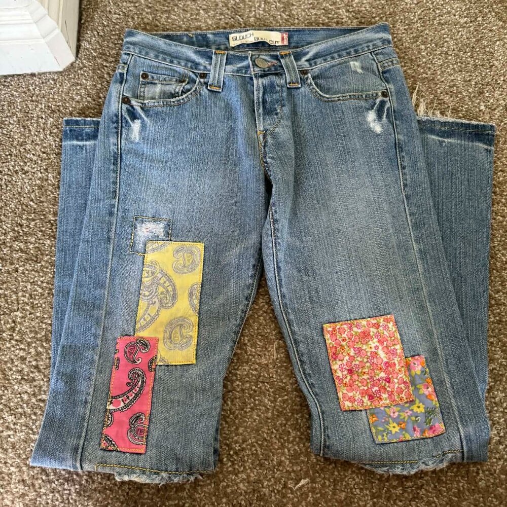 Levi's slouch bootcut 513 patchwork jeans, size 3